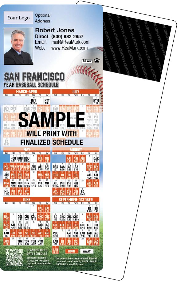 Real Estate Baseball Schedules, Magnetic Sports Calendars for Realtors